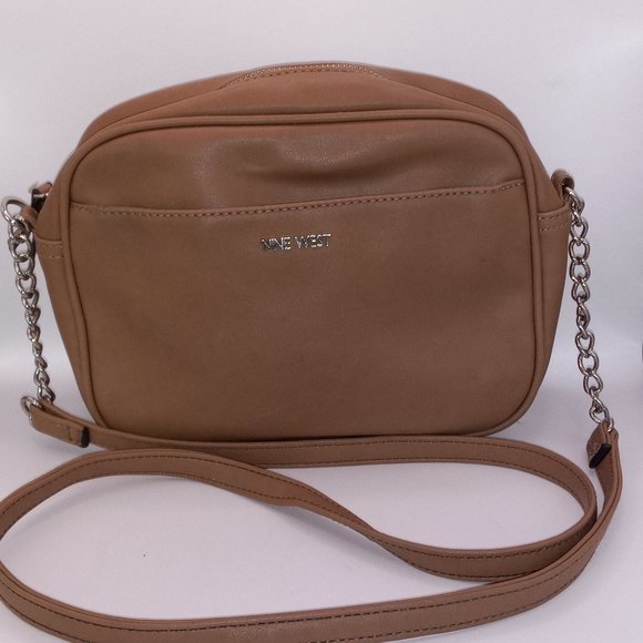 Nine West Tan/Brown Faux Leather Crossbody Purse Camera Bag - Picture 5 of 5